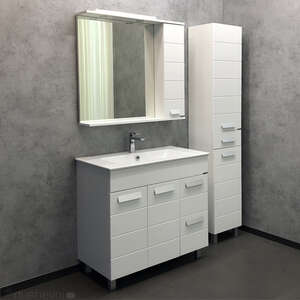 Комплект мебели Comforty Модена 00-00001644 90 см, напольная, белая матовая