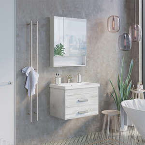 Комплект мебели Comforty Никосия 00-00005792 70 см, подвесная, белая