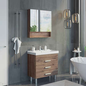 Мебель для ванной комнаты Comforty Никосия 00-00007621 80 см, напольная, темно-коричневая