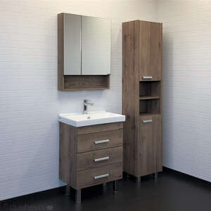 Мебель для ванной комнаты Comforty Никосия 00-00008852 60 см, напольная, темно-коричневая