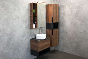 Мебель для ванной комнаты Comforty Штутгарт 00-00001698 60 см, подвесная, коричневая с черной столешницей