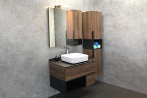 Комплект мебели Comforty Штутгарт 00-00002868 90 см, подвесная, коричневая с черной столешницей