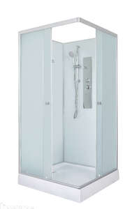 Душевая кабина DTO 80x80 LK815NGM с гидромассажем, стекло матовое, профиль хром матовый