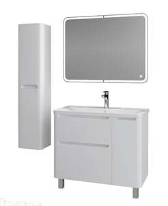 Мебель для ванной комнаты Grossman Адель 100 см напольная, 2 ящика и дверца, белая