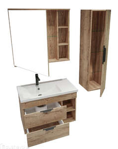 Мебель для ванной комнаты Grossman Форта 80 подвесная, 2 ящика, дуб галифакс