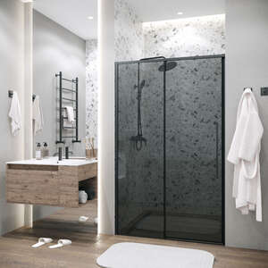 Душевая дверь в нишу Grossman Galaxy 140x195 100.K33.01.140.21.10 стекло тонированное, профиль черный матовый