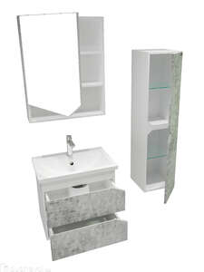 Мебель для ванной комнаты Grossman Инлайн 60 подвесная, 2 ящика, белая/бетон