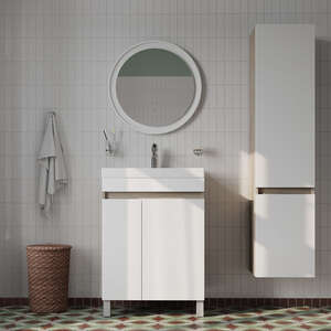 Мебель для ванной Iddis Zodiac 60 см напольная белая матовая коричневый корпус