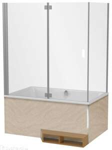 Шторка для ванны Jacob Delafon E6D126-GA душевая шторка Capsule, для установки в нишу 120 стекло прозрачное (серый блестящий)