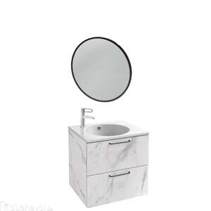 Мебель для ванной комнаты Jacob Delafon EB2520-R9-NR4 Odeon Rive Gauche 60, 2 ящика,  меламин, белый мрамор, ручки черные