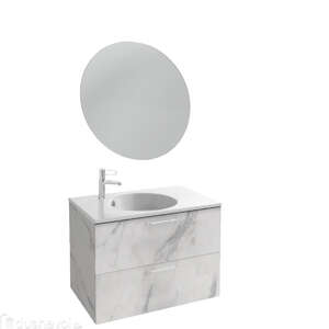 Мебель для ванной комнаты Jacob Delafon EB2522-R5-NR4 Odeon Rive Gauche 80, 2 ящика, меламин, белый мрамор, ручки хром