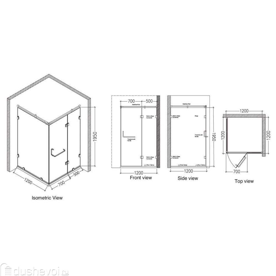 Душевой уголок Jaquar Framelees JSE-CHR-840G2224H19X 120x120 купить в  Балашихе - цена 94819 руб в интернет-магазине сантехники Dushevoi.ru