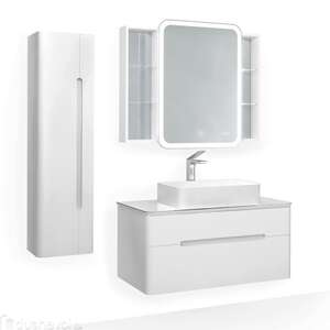 Мебель для ванной комнаты Jorno Bosko 100 см подвесная, белая
