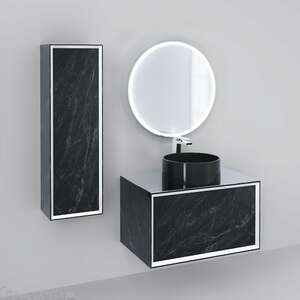 Мебель для ванной комнаты Jorno Charm 85 см подвесная, черный мрамор