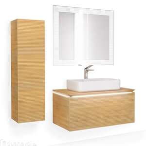 Мебель для ванной комнаты Jorno Karat 100 см подвесная, бук светлый