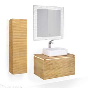 Мебель для ванной комнаты Jorno Karat 80 см подвесная, бук светлый