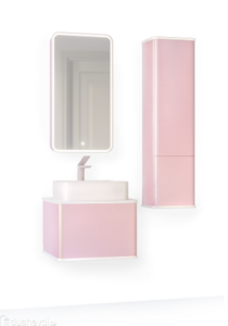 Мебель для ванной комнаты Jorno Pastel 58 см подвесная, розовая
