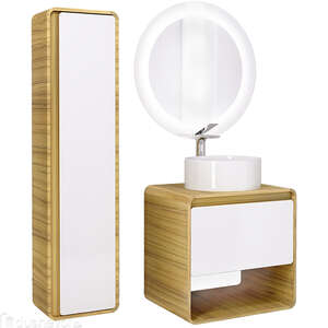 Мебель для ванной комнаты Jorno Ronda 65 см подвесная, дуб/белый