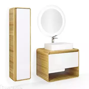 Мебель для ванной комнаты Jorno Ronda 80 см подвесная, дуб/белый