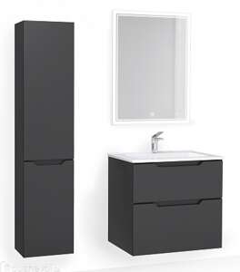 Мебель для ванной комнаты Jorno Slide 65 см подвесная, антрацит