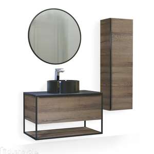Мебель для ванной комнаты Jorno Steal 90 см подвесная, коричневый