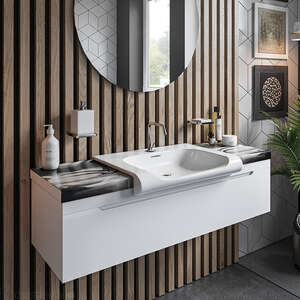 Мебель для ванных комнат Kerasan Inka project 118 см белая глянцевая, раковина белая