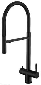 Cмеситель для кухни Knotlor Infinity SS-16/BL с гибким изливом и подключением фильтра,черный матовый