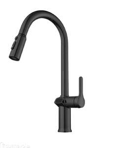 Cмеситель для кухни Knotlor Inspiration KN-100/BL с индикатором температуры, вытяжной излив, черный матовый