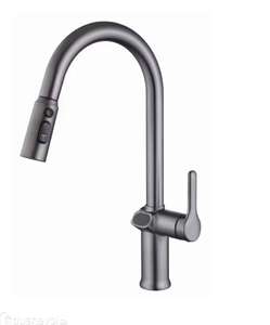 Cмеситель для кухни Knotlor Inspiration KN-100/GM с индикатором температуры, вытяжной излив, вороненая стань