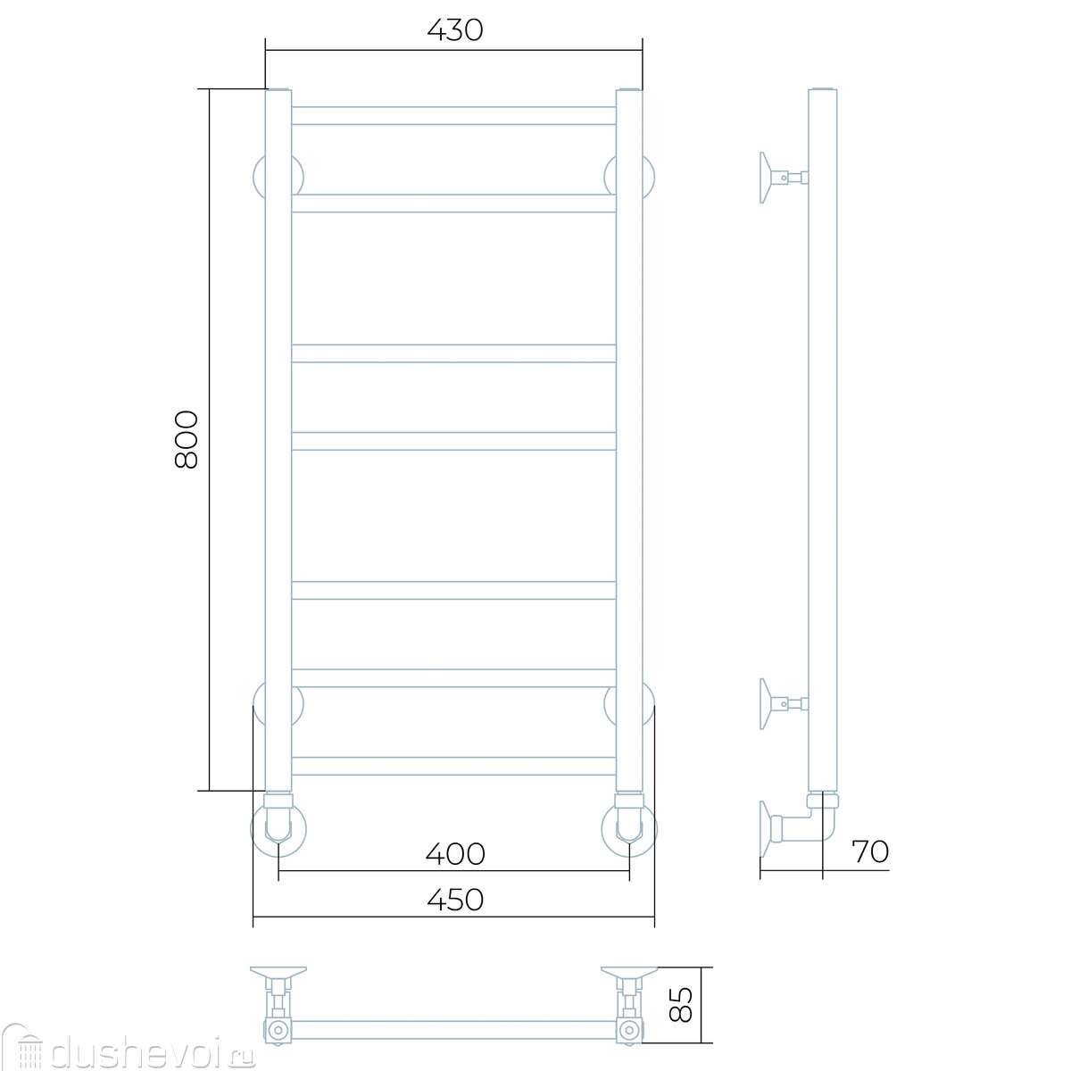 Полотенцесушитель водяной Larusso Standart Имидж 45x80 4670078535726 хром  купить в Нижневартовске - цена 21945 руб в интернет-магазине сантехники  Dushevoi.ru