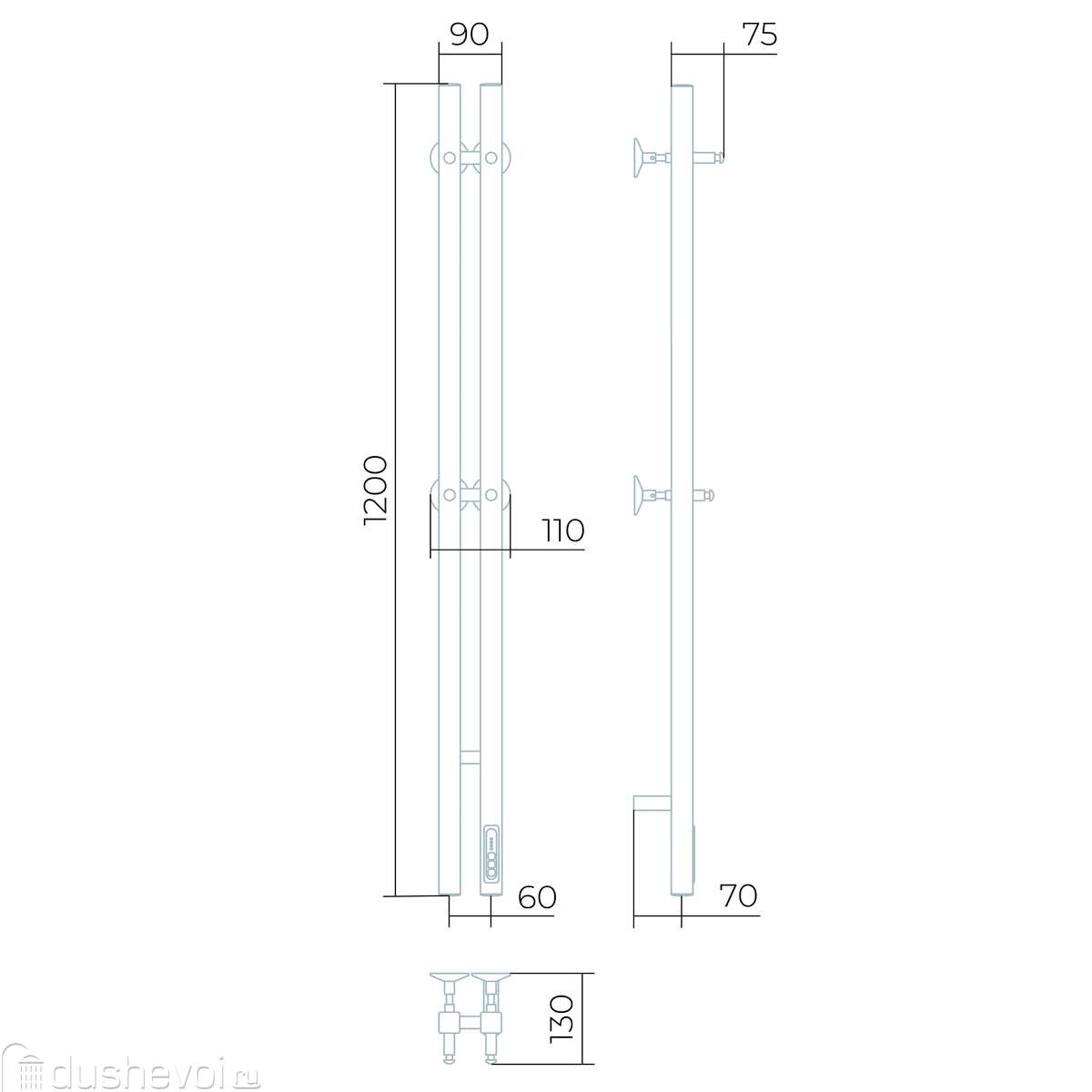 Полотенцесушитель электрический Larusso Standart Прайм Дуэт 11x120  4670078536310 белый купить в Нижневартовске - цена 22258 руб в  интернет-магазине сантехники Dushevoi.ru