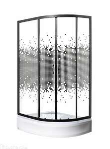 Душевой уголок Мономах ДУ 100/80/180 МЗ BL L левый, с поддоном, стекло с рисунком, профиль черный