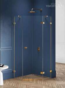 Душевой уголок New Trendy AVEXA Gold 80x80 EXK-3852 стекло прозрачное, профиль брашированное золото