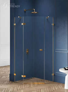Душевой уголок New Trendy AVEXA Gold 90x90 EXK-3853 стекло прозрачное, профиль брашированное золото