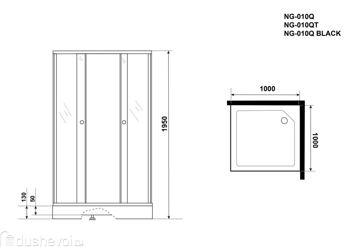 Душевой уголок Niagara Eco 100х100 NG-010-14QT стекло тонированное, профиль  черный купить в Тюмени - цена 20800 руб в интернет-магазине сантехники  Dushevoi.ru