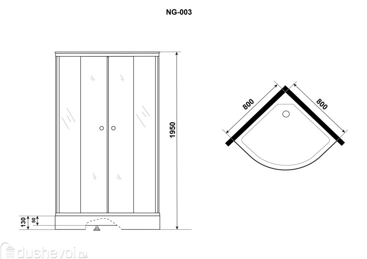 Душевой уголок Niagara Eco 80x80 NG-003-14T низкий поддон, стекло  тонированное, профиль черный купить в Перми - цена 15000 руб в  интернет-магазине сантехники Dushevoi.ru