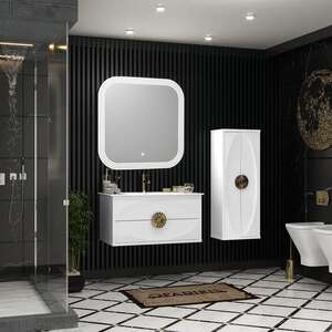 Мебель для ванной комнаты Opadiris Ибица 90 белый/золото, 2 ящика