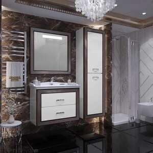 Мебель для ванной комнаты Opadiris Карат 80 белый с серебряной патиной, 2 ящика