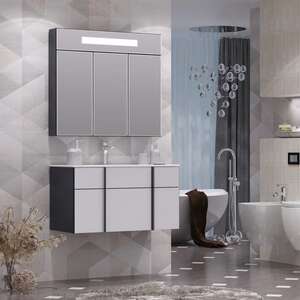 Мебель для ванной комнаты Opadiris Кристалл 91 антрацит/белый