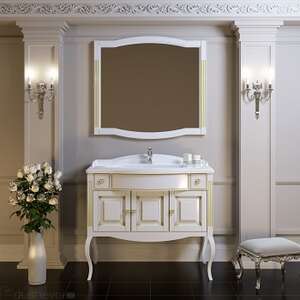 Мебель для ванной комнаты Opadiris Лаура 100 белая с бежевой патиной