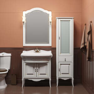 Мебель для ванной комнаты Opadiris Лоренцо 100 белая с патиной