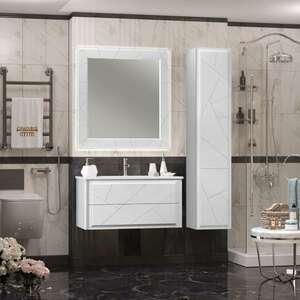 Мебель для ванной комнаты Opadiris Луиджи 101 см подвесная, 2 ящика, белая матовая