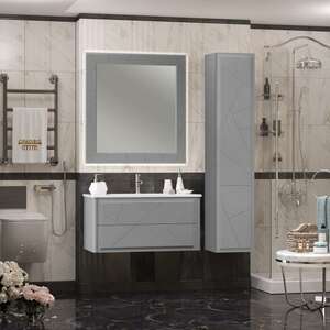 Мебель для ванной комнаты Opadiris Луиджи 101 см подвесная, 2 ящика, серая матовая