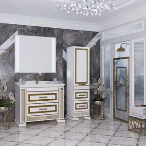 Мебель для ванной комнаты Opadiris Оникс 100 белый с золотой патиной