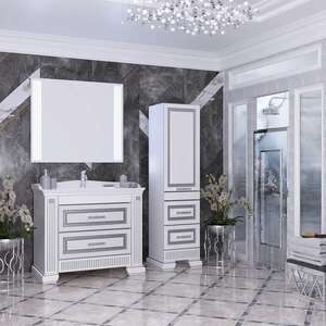 Мебель для ванной комнаты Opadiris Оникс 100 белый с серебряной патиной