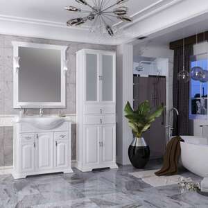 Мебель для ванной комнаты Opadiris Риспекто 86 см напольная, 2 ящика и дверцы, белая матовая