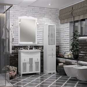 Мебель для ванной комнаты Opadiris Тибет 75 белый матовый, со стеклом