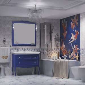 Мебель для ванной комнаты Opadiris Валери 105 см напольная, с ящиками, синий сапфир