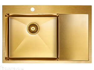 Мойка для кухни нержавеющая Paulmark AISI201 Atlan l PM217851-BGL брашированное золото левая 78 см
