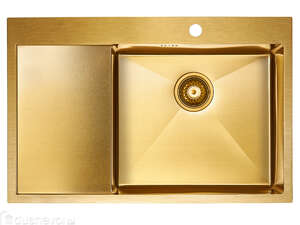 Мойка для кухни нержавеющая Paulmark AISI201 Atlan l PM217851-BGR брашированное золото правая 78 см